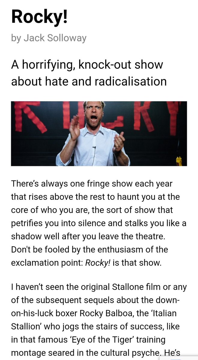 💥💥💥💥💥 5 star review in <a href="/VOICEMag/">VOICE Magazine</a> of ROCKY! RETURN OF THE LOSER by <a href="/fixfoxycompany/">FIX&FOXY</a> 17.55 at <a href="/ZOOvenues/">ZOO</a> (ends 20.08).
voicemag.uk/review/11588/r…