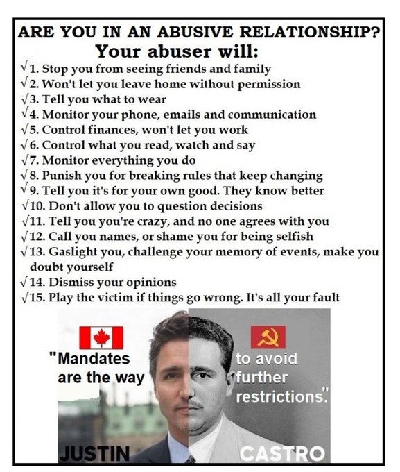 Canada is in an abusive relationship with Trudeau.
 
#TrudeauHasGotToGo