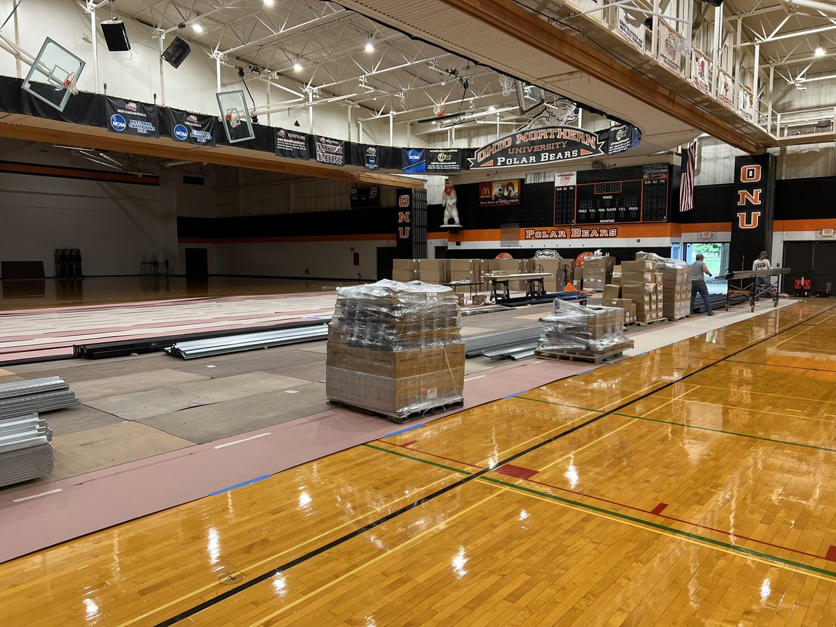 New bleachers are being installed in King-Horn!! Here we go!!! <a href="/ONUsports/">Ohio Northern Sports</a>