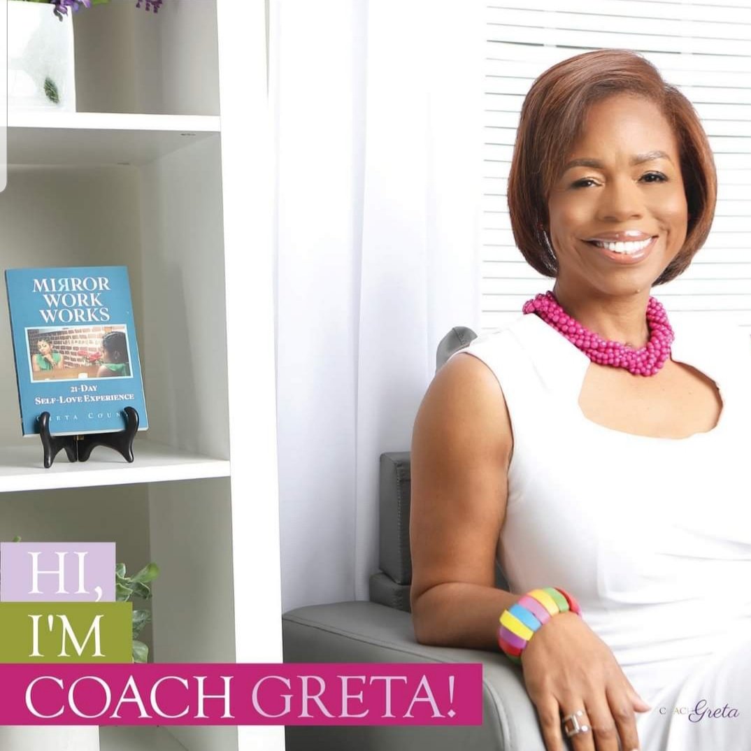 AtlantaTopCoach's tweet photo. Allow me to reintroduce myself. I am Greta Counts but you can call me Coach Greta. I am a published author of Mirror Work Works, a 21-Day Self-Love Experience that is life-changing. Get your copy today‼💜💜💜 #selfreflection #selflove #selfmastery #mirrorworkworks https://t.co/JU8jsKv3Tg