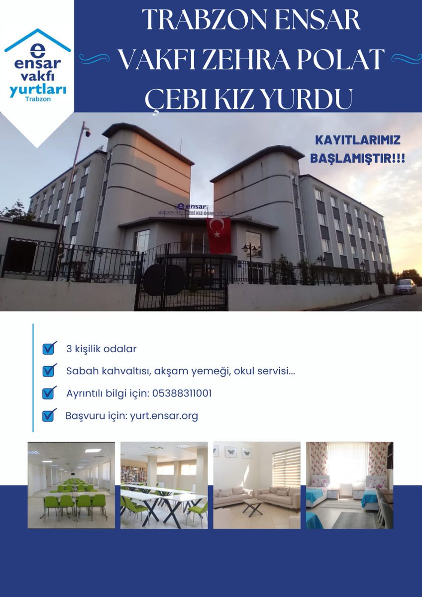EnsarTrabzonYu1's tweet photo. Trabzon'daki eviniz... 2022-2023 Eğitim öğretim yılı kayıtlarımız başlamıştır... https://t.co/ZY4UxfjY5n
