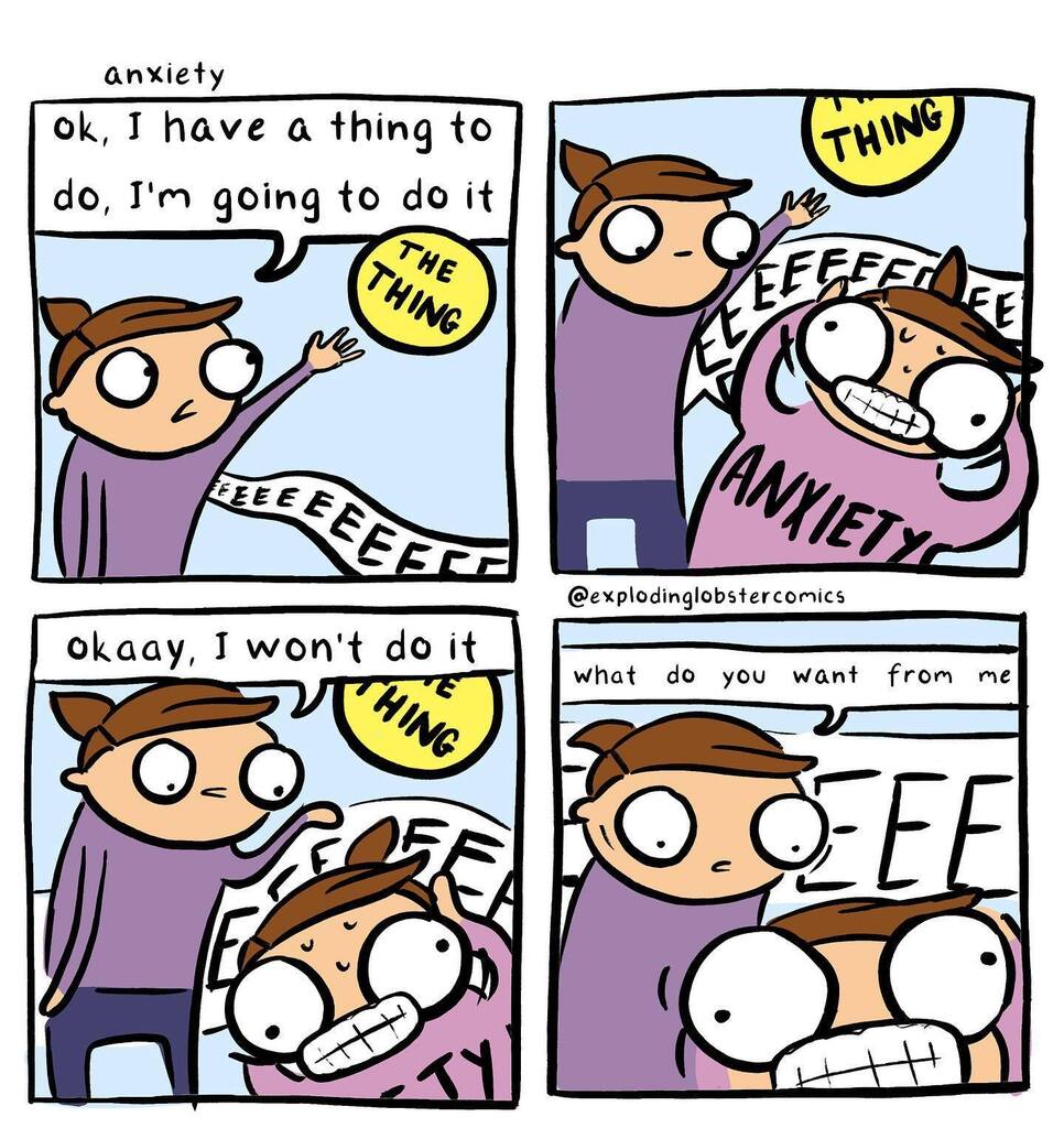 lobster_comics's tweet photo. to do the thing or to not do the thing, there is only anxiety
.
.
.
#anxiety #anxietymemesofinsta #anxietymeme #anxietymemesdaily #mentalhealth #mentalhealthmeme #depressionmeme #depressionmemesarethebest #depressionmemes4life https://t.co/jZgG2SkXFr