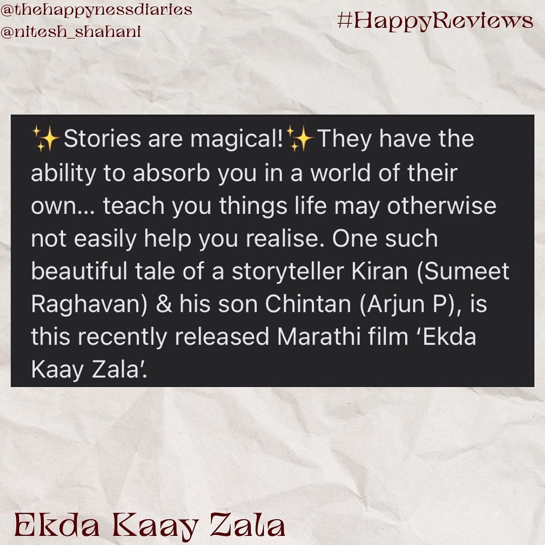 happynessalert's tweet photo. My #HappyReview for #EkdaKaayZala (1/5) @nitesh__shahani @sumrag @KulkarniSaleel https://t.co/j0FpqFRRS2