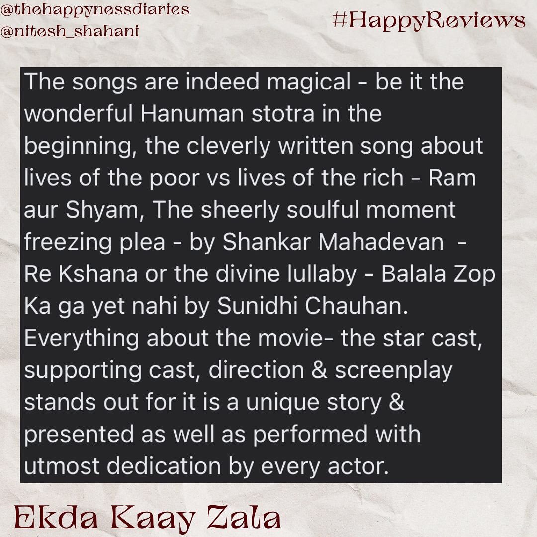 happynessalert's tweet photo. (3/5) @nitesh__shahani My #HappyReview for #EkdaKaayZala @sumrag @KulkarniSaleel https://t.co/k6VkWweGCd