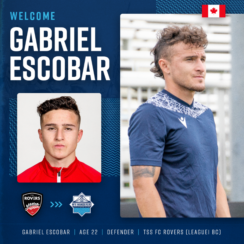 HFXWanderersFC's tweet photo. πβ PLAYER SIGNINGS:
The Halifax Wanderers have signed Canadian/Salvadoran defender Gabriel Escobar for the 2022 season with club options for 2023/24
We have also signed Canadian defender Nassim Nouajaa to a developmental contract.
Details π½π½π½
#TogetherFromAways #COYW