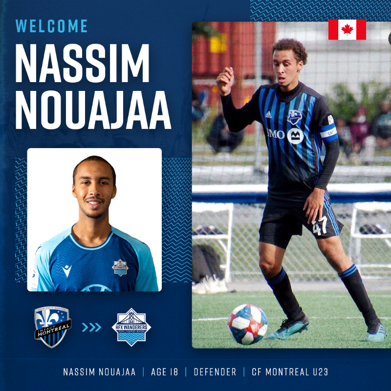 HFXWanderersFC's tweet photo. πβ PLAYER SIGNINGS:
The Halifax Wanderers have signed Canadian/Salvadoran defender Gabriel Escobar for the 2022 season with club options for 2023/24
We have also signed Canadian defender Nassim Nouajaa to a developmental contract.
Details π½π½π½
#TogetherFromAways #COYW