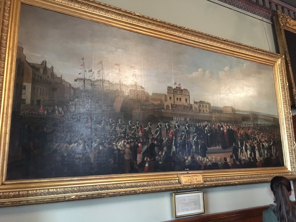 I believe the painting is still in the old Leith Council Chambers, which is part of Leith Police Station and is therefore not easy to get in to see. These photos were taken as part of Doors Open Days in 2019.