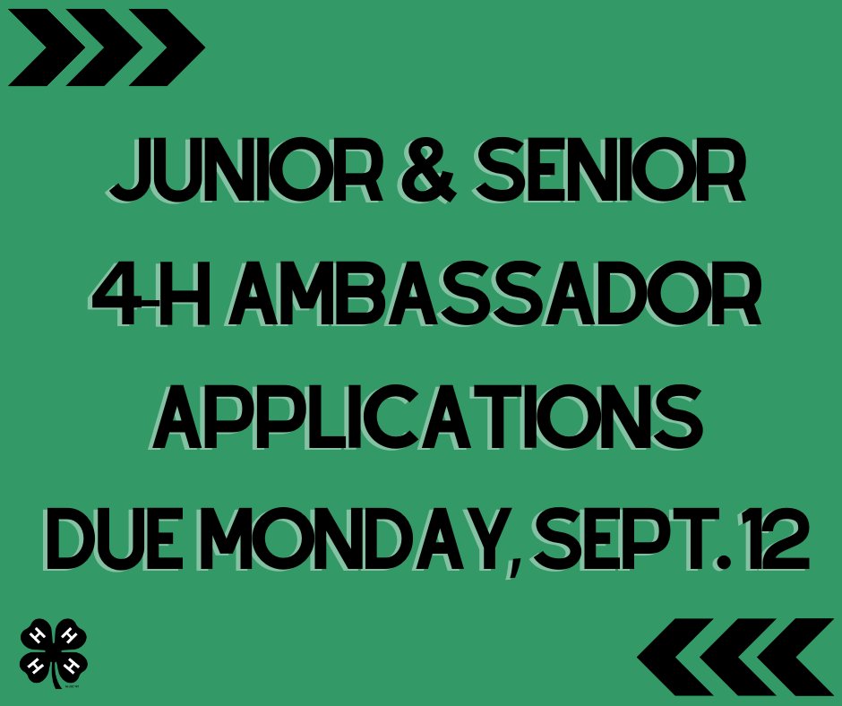 WCNE4H's tweet photo. The Washington County 4-H Ambassador Program is designed to develop leadership skills and build communication skills to help spread the good word of 4-H! 🍀
4-H'ers ages 13-18 as of January 1, 2022 are eligible to apply. Find out more here:  https://t.co/WZ1Fj7FW7D https://t.co/x6qcyNRzhb