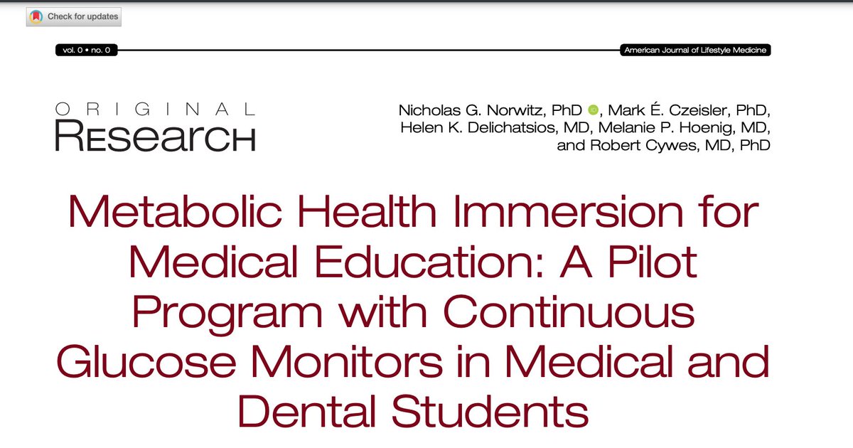 🚨NEW PAPER! CGM for Med Students🚨 We provided @harvardmed students w @dexcom CGM Students reported 👉Improved appreciation for metabolic health 👉Wearing CGM will help them better serve patients 👉Disappointed in standard dietary advice Cont ⬇️ journals.sagepub.com/eprint/CXUGZCT…