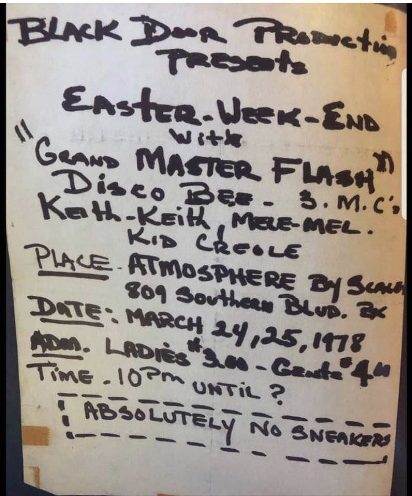 MCDebbieD's tweet photo. #Bronx #OriginsOfHipHop first time the words MC appeared on a flyer associated with a hip hop CREW was with GM Flash & 3 MCs (Master of Ceremonies). They are the first hip hop DJ/MC crew although they evolved to Furious 4 & 5. #ImAPioneer #Flyerologist https://t.co/Fo8F6FcZ1r
