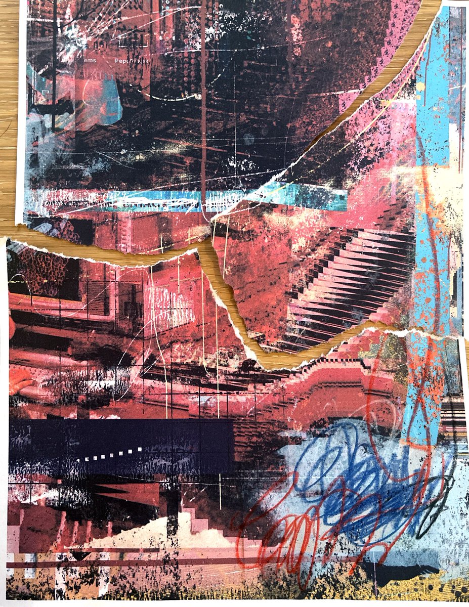 one of my workflows :
collage —-> paint —-> destroy —-> paint —-> scan —-> print —-> draw &amp; paint —-> destroy —-> scan —-> composite —-> repeat until satisfied.