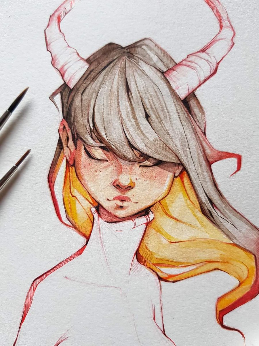 Throwback to the time I did more traditional art. 🎨🍂
#Watercolour #paint #sketchbook