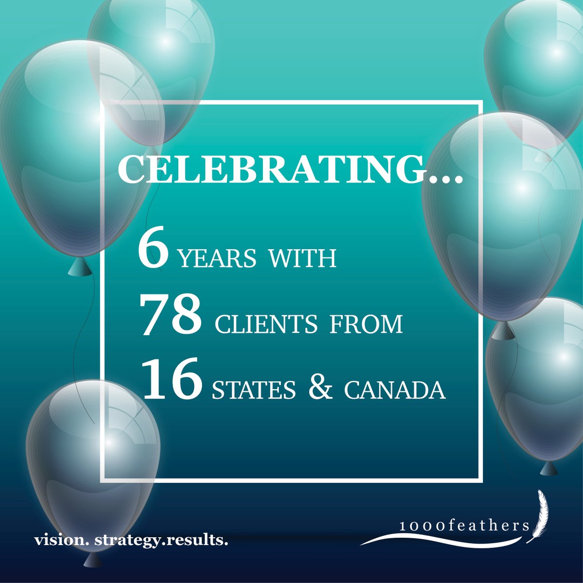 1000_feathers's tweet photo. This summer, we celebrate 6 years as a firm...and it is all because of YOU! Thank you for putting your trust in our team. It is an honor and a privilege to work alongside so many incredible organizations. https://t.co/2uoMZenxsk