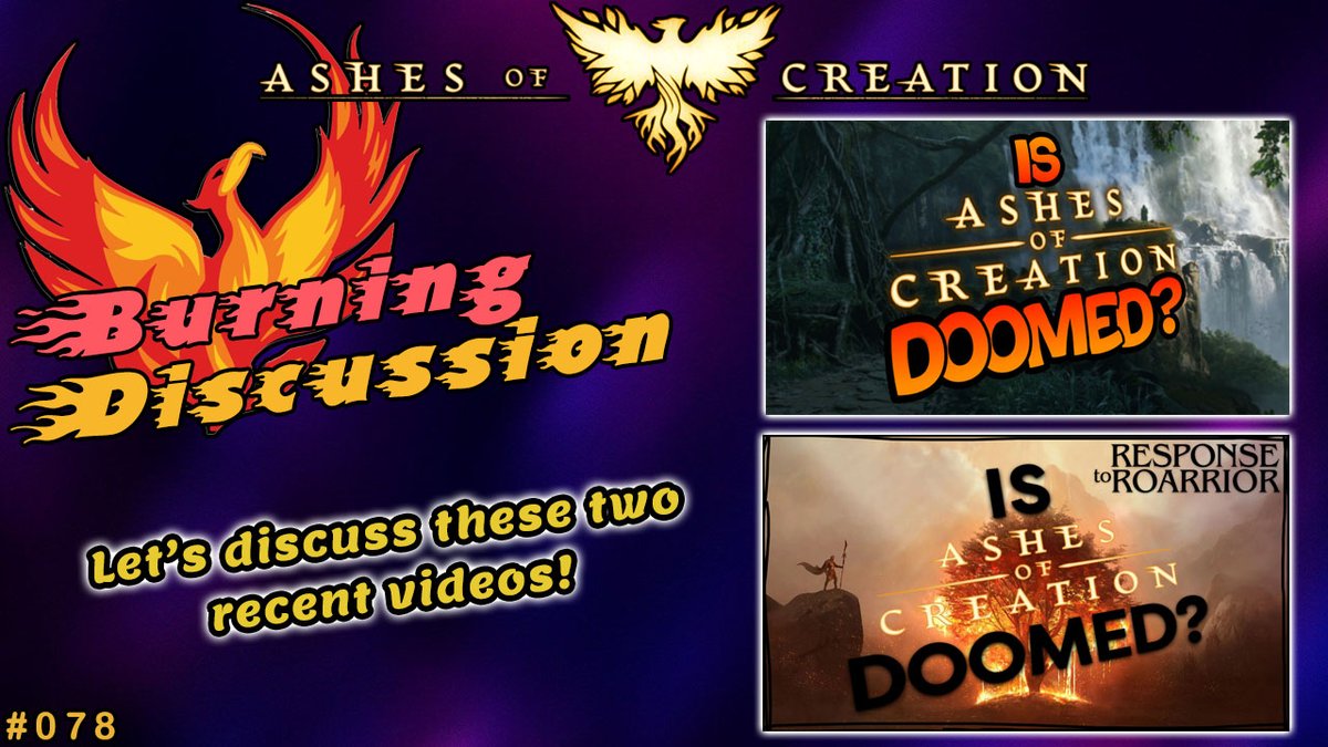 EPISODE 078 of the "BURNING DISCUSSION".  Today we talk about 2 recent videos: Is #AshesOfCreation Doomed? #MMORPG #BurningDiscussion #BD 
<a href="/BlazedRTs/">Blazed</a> <a href="/ShoutGamers/">Shout Gamers</a> <a href="/ViperzRTs/">ViperzRTs 👾</a> <a href="/FameRTR/">FameRTR</a> <a href="/rttanks/">EpochBots</a> #gaming #pcgames #gamers #maps
🐲🗡️
youtu.be/8mZpehTrTCw