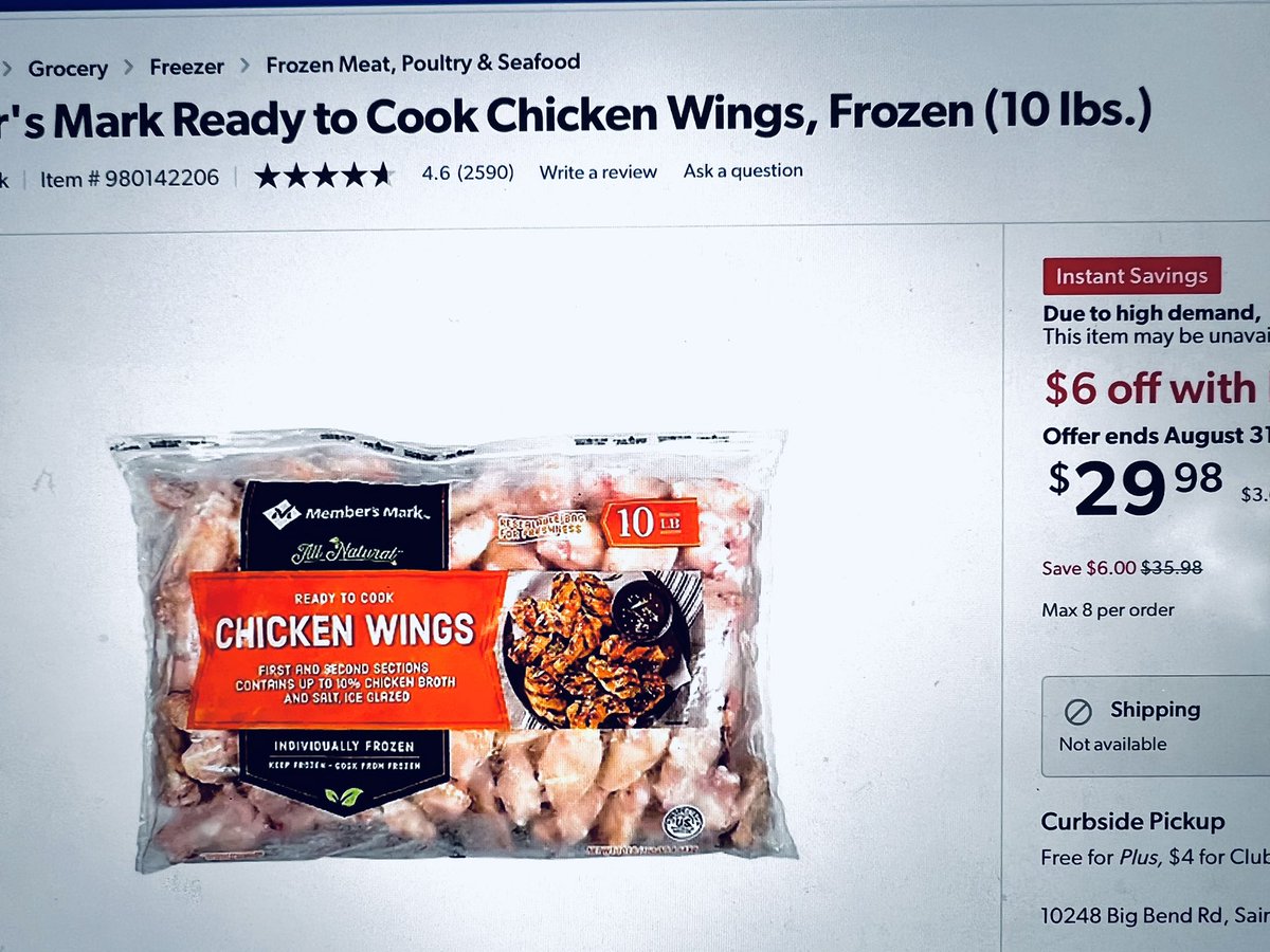 _tkcinthelou's tweet photo. @chrissyteigen Well, I’d like to thank Joe for saving me $6 off of the 10 lb bag of Sam’s chicken wings! Thanks Joe! I bought 2 bags! $12 savings! 🤣 https://t.co/SoGB8Kqyqt