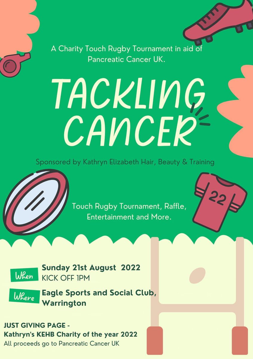 KatElizWalker's tweet photo. This weekend is the weekend KEHB takes on the touch rugby tournament in aid of Pancreatic Cancer UK 

Please donate what you can. Come and cheer us on and have a laugh at us trying to play rugby lol 😂 

Check out the event page on FB for more details. https://t.co/W3DSdi7LCF
