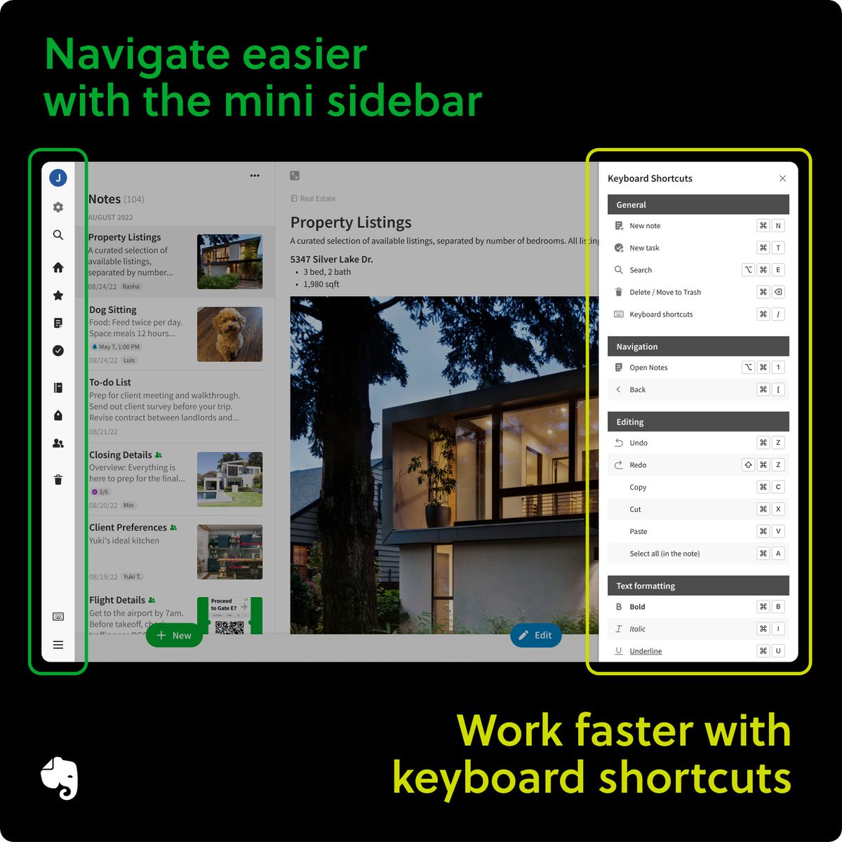 With our recent update, we’ve made the <a href="/evernote/">Evernote</a> main menu more easily accessible on iPad, Android tablet and Chromebook, at the same time as we improved support for keyboard shortcuts on those devices #everbetter
