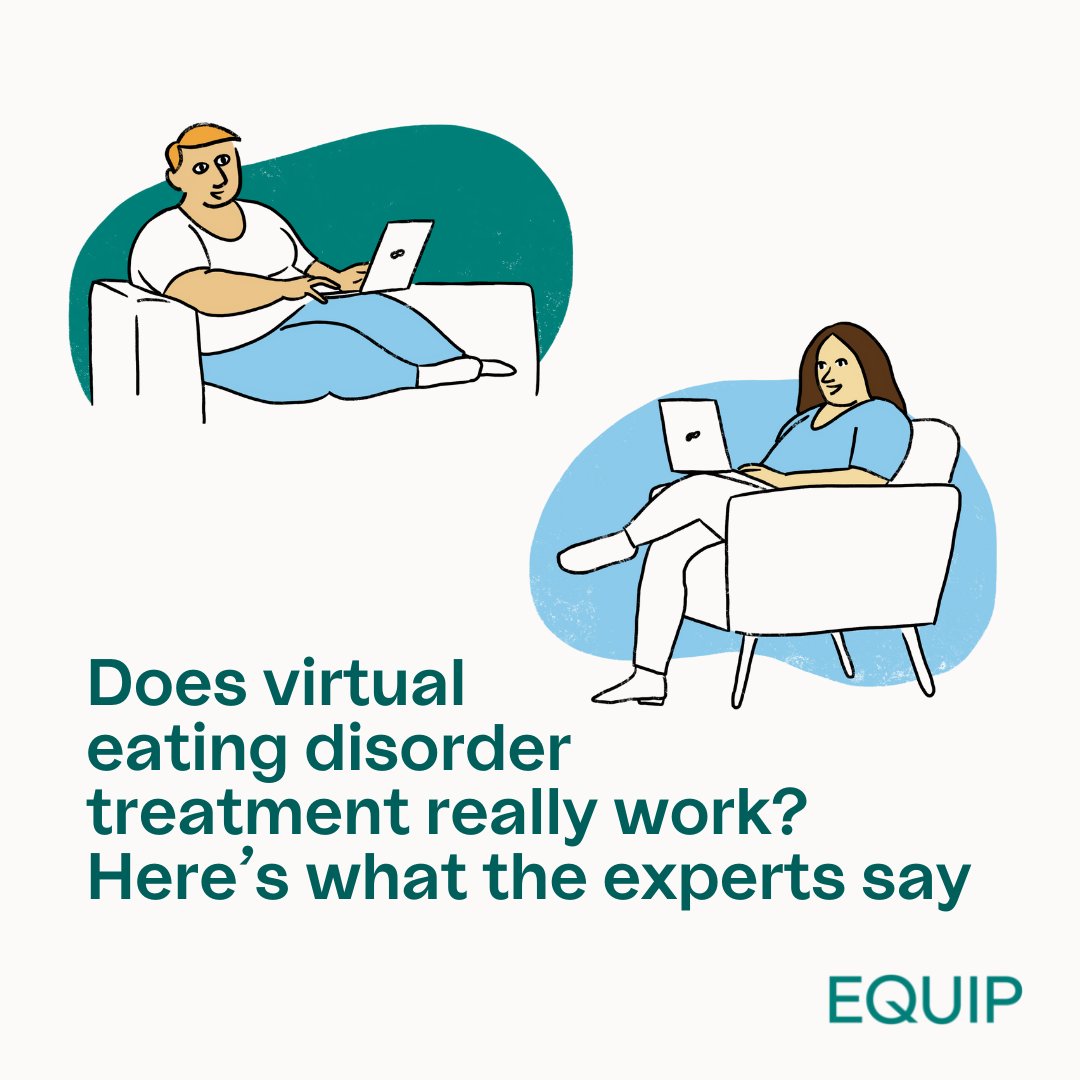 joinequip's tweet photo. The evidence shows: Virtual eating disorder care is far more accessible to most families and is just as effective, if not more so, than in-person treatment. We break down the key ways in which virtual care fills the access gaps in traditional settings. 🔗 https://t.co/0FYJWVJKCY https://t.co/oL3Zkq46Q1