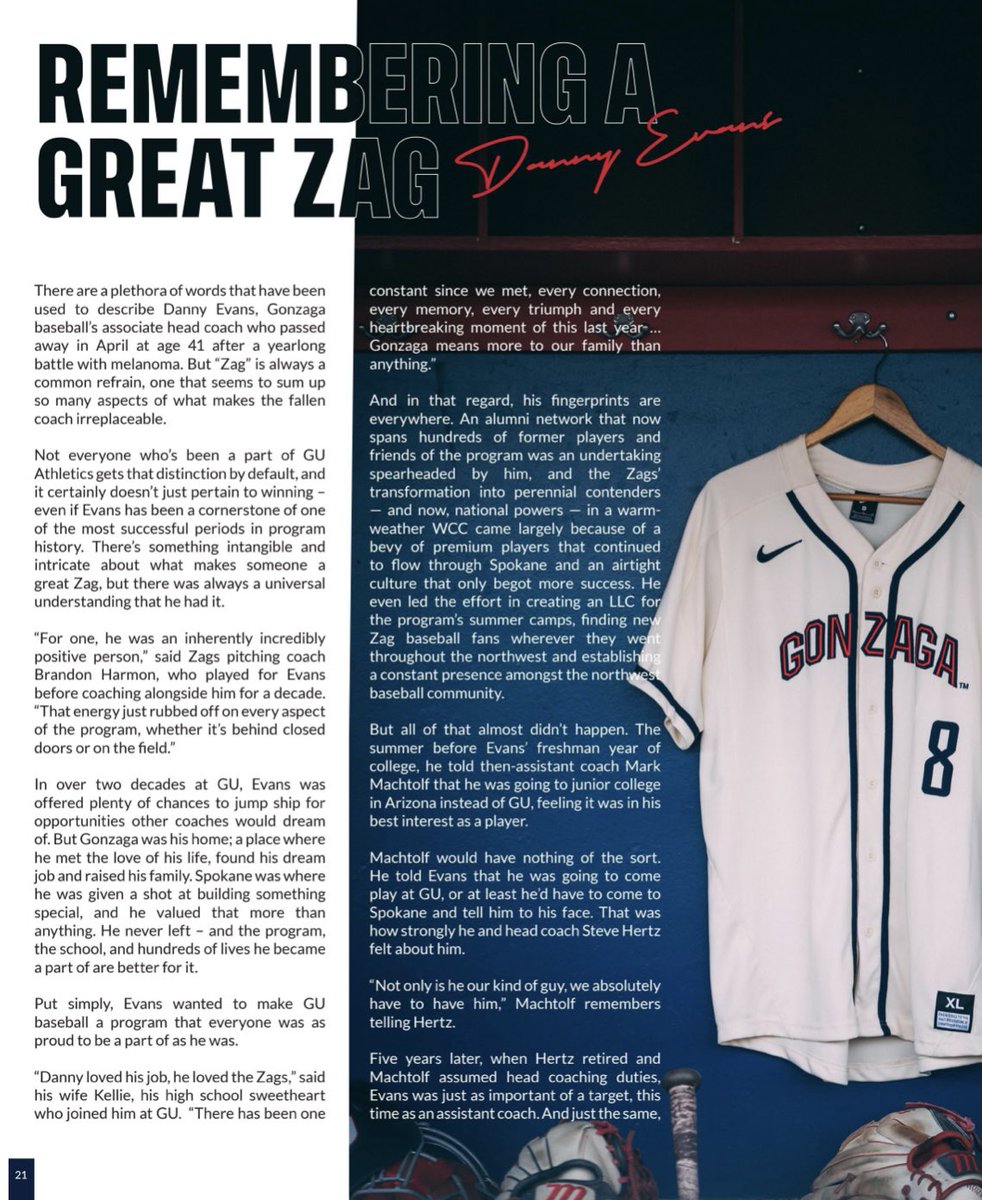 ConnorJGilbert's tweet photo. Got the opportunity this summer to write a tribute to Coach Danny Evans, the man who set the standard for @ZagBaseball in every way imaginable. Hoping I did justice to an incredible life. https://t.co/FTO6vxH6yh