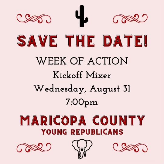 Save the date for Maricopa County YRs training day, it’s time to mobilize and unite!

Join us on Aug 31 for our kickoff, more info to come soon! 👀