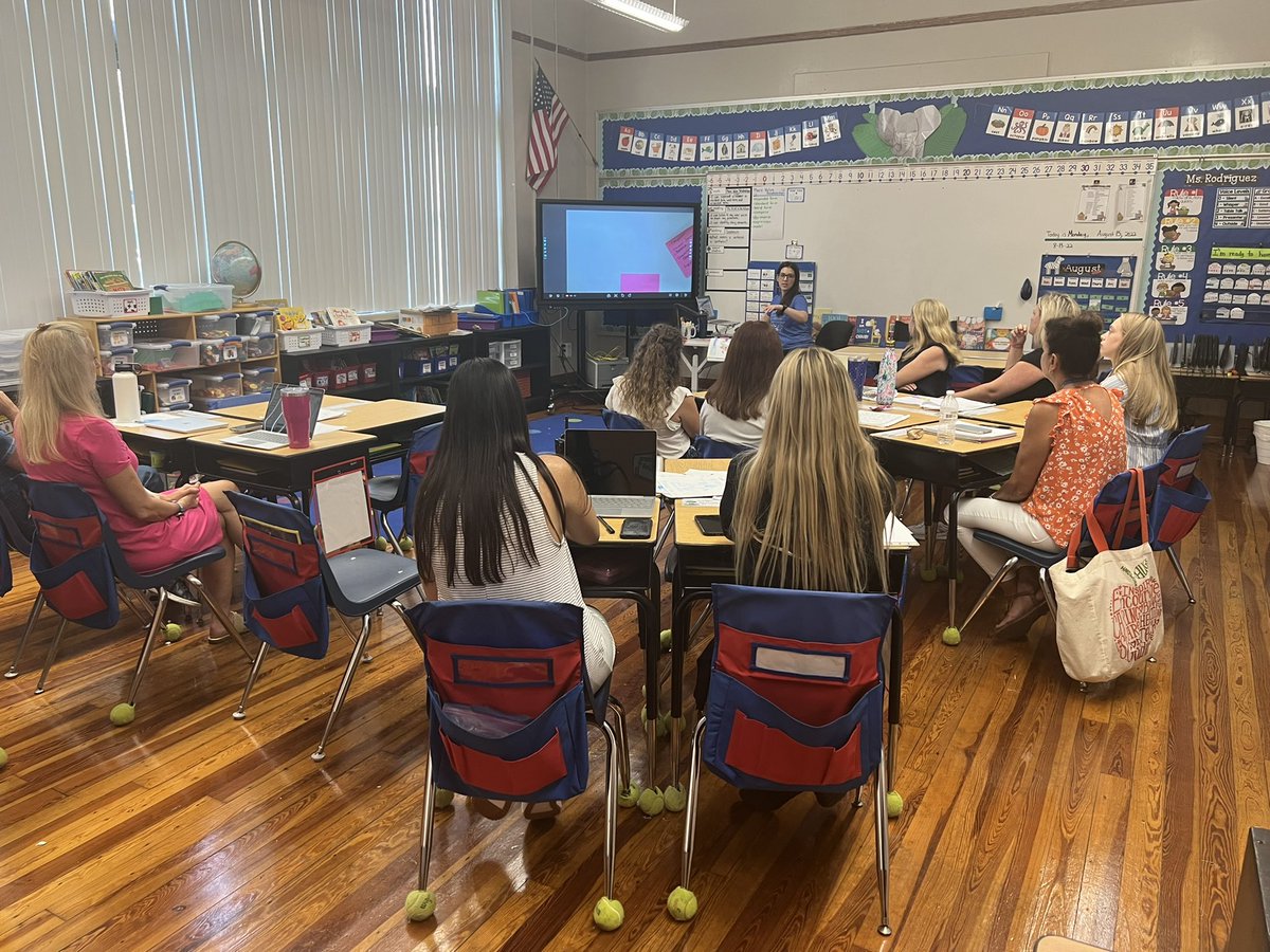Our K-3 teachers already busy with Professional Development on our first Monday of the new school year! Thank you Ms Rodriguez for leading this dedicated group of teachers!