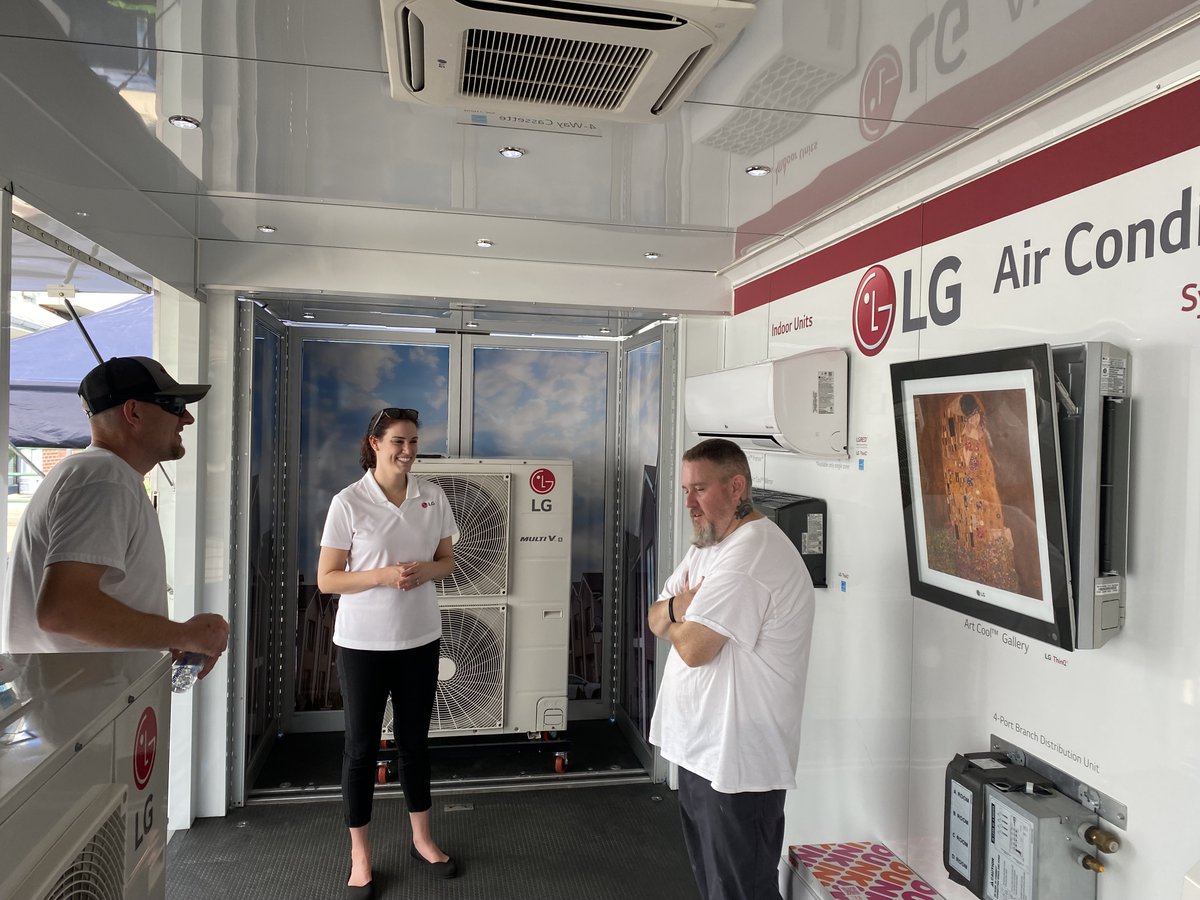 LGHVACUSA's tweet photo. Last week the LG Residential Roadshow traveled with Thos. Somerville to Hollywood MD, Chantilly VA and Camp Hill PA. Thank you to Thos. Somerville and LG's Raelynn Warner! #LGRoadshow https://t.co/hBWbNEYPs5