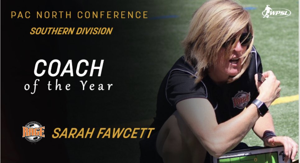 🧡⚽️A big congratulations to <a href="/sarahfawcett35/">Sarah Fawcett</a> for being named <a href="/wpsl/">Women’s Premier Soccer League</a> PAC North Conference Southern Division Coach of the year!

#RAGE #wpsl #pacnorthwpsl #beinspired #shecancoach #unitedsoccercoaches #ussoccer