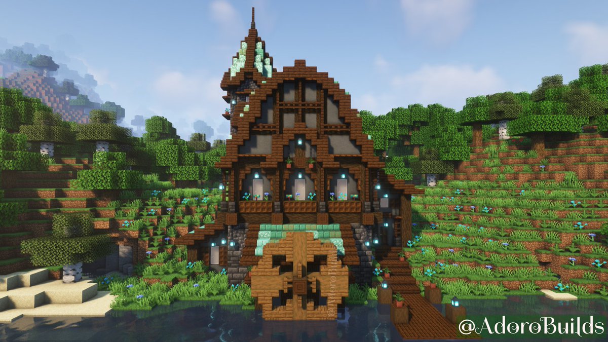 AdoroBuilds's tweet photo. The Blue Watermill 🌊

#minecraft #minecraftbuild #minecraftbuilds #mcbuild #mcbuilds #minecraftbuildinspo https://t.co/LievJy0WMs