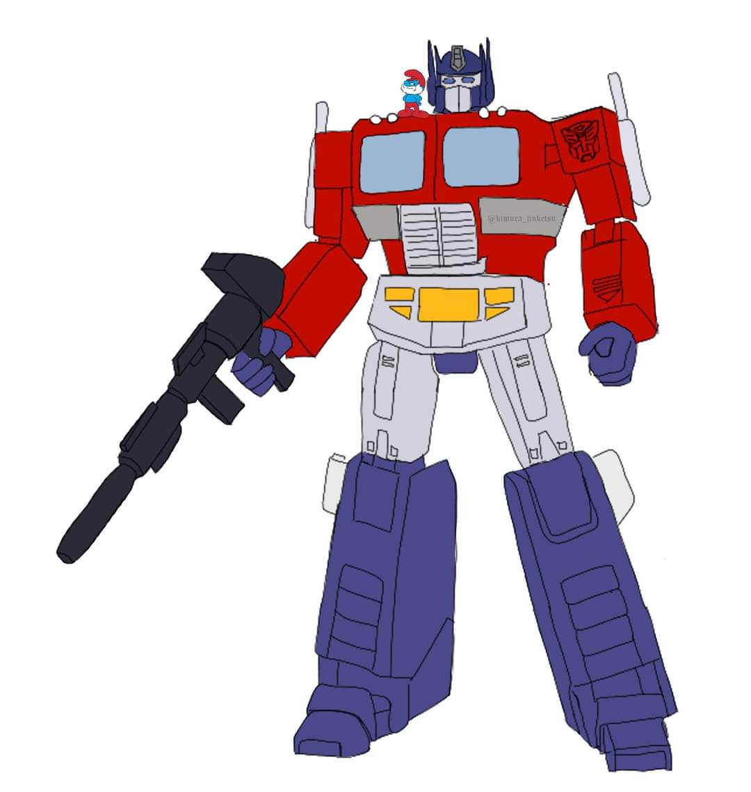 KimuraJinketsu's tweet photo. Finished another one.
Maybe this should be an #artistprompt 
Take one Transformer and pair them off with a Smurf that is closest to them

#optimusprime #papsmurf #thesmurfs #transformers #autobots #ididathing #arting https://t.co/tNnAxLx0hP