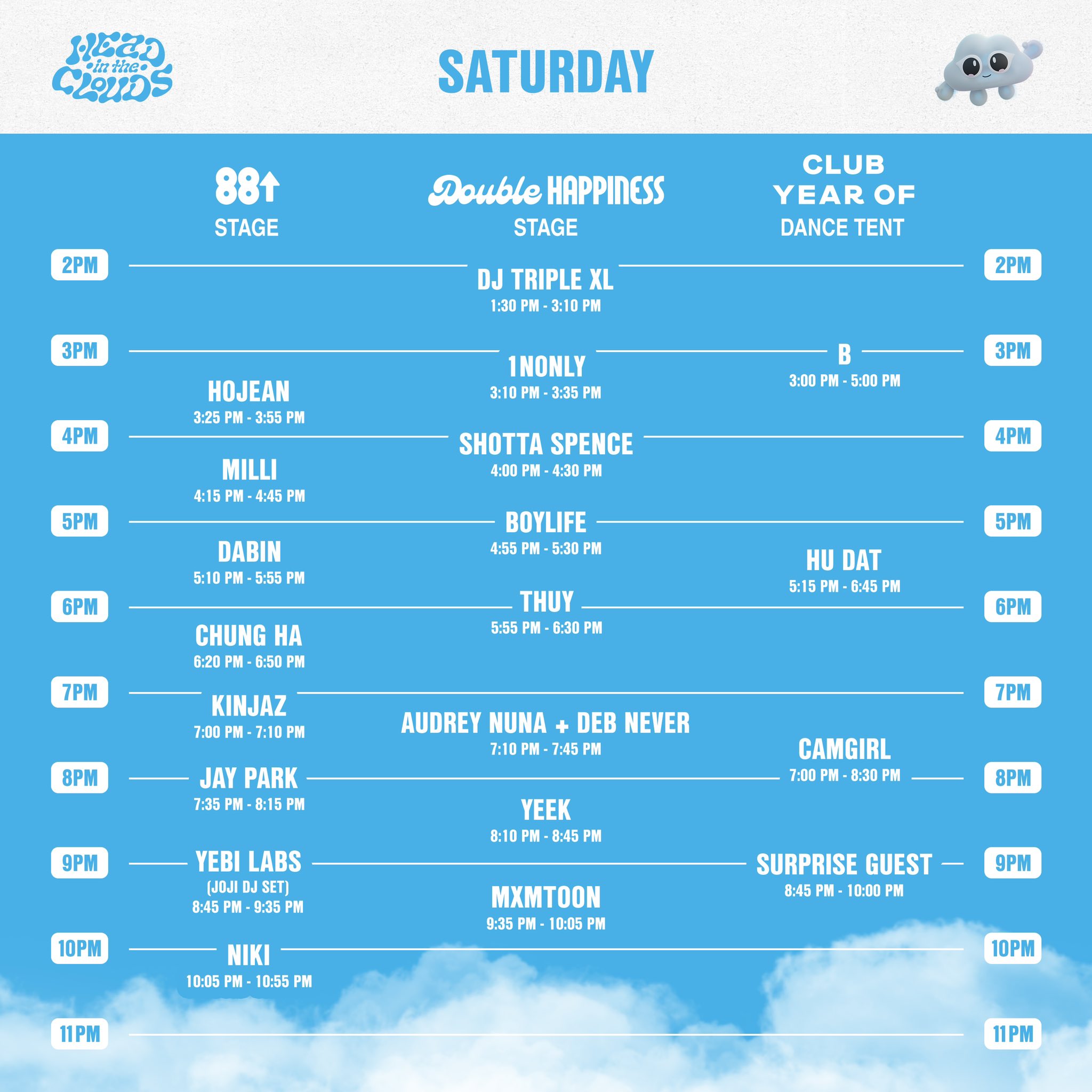 Head In The Clouds Festival Announces Set Times + Brand New Club Year