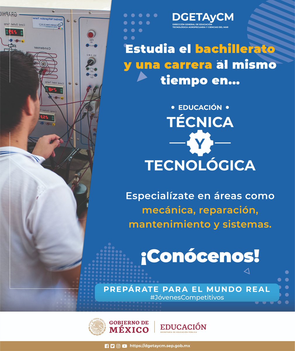 Invitamos a los #JóvenesCompetitivos a estudiar el #bachillerato, y al mismo tiempo cursar una carrera en educación #TécnicayTecnológica.🙋‍♀️🙋‍♂️🏫¡Al terminar podrán trabajar en la especialidad que estudiaron! Clic aquí para más información 👉 bit.ly/3IrYQrX #CETMAR #CETAC