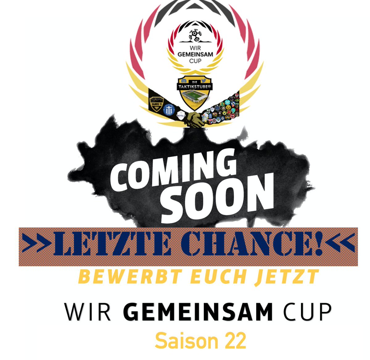 🤝#WGCS22🤝 Im kommenden Sommer steht der nächste #wirgemeinsamcup an. Alle die sich bis jetzt noch nicht in der Bewerberliste eingetragen haben, jetzt unter: docs.google.com/spreadsheets/d… nachholen!
Wir freuen uns auf ein geiles Turnier! 🤝🍻