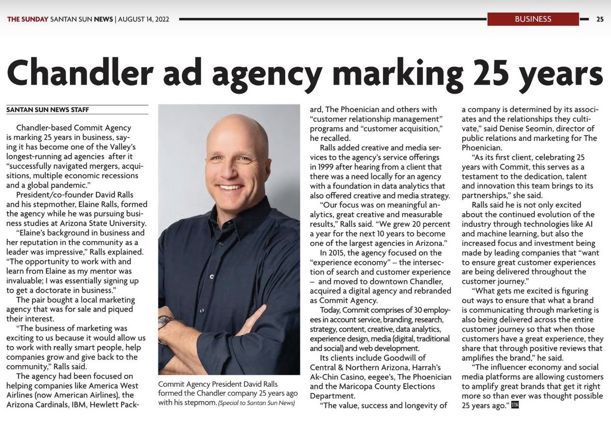 CommitAgency's tweet photo. Thank you @SantanSun for highlighting our big 25th anniversary this month! 💙 Check out the latest print edition now or visit https://t.co/v4hhahr53B soon this month for the full story online. #Commit25 https://t.co/fhLX7wYcqN