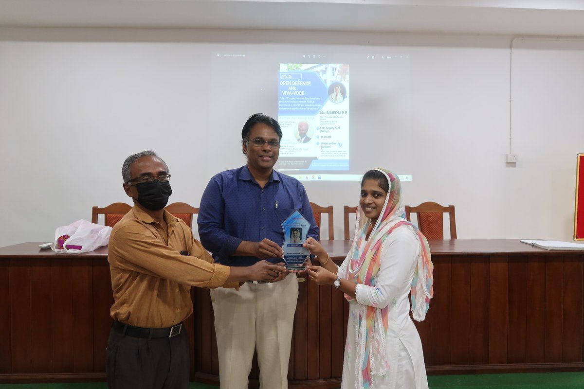 puthur_t's tweet photo. I'm overjoyed to announce that Ms. Sameena, my 13th Ph. D. student, has successfully completed her viva-voce defence.
A long-time student of mine since her master's degree,
extremely proud to be her mentor and teacher.
Best wishes, Dr. Sameena P. P.
Still more miles to go...
👩‍🎓👩‍🎓 https://t.co/gqu4yZPz5K