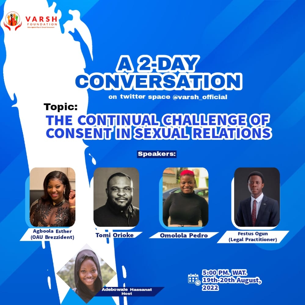 varshfoundation's tweet photo. We’re getting so close to the D-day, and we just can’t keep calm. Consent is the cornerstone of healthy sexual relationships, and it’s important to understand it. We have some amazing guests coming to dissect the issue of consent, in theory and in practice. https://t.co/e1h7dyQtTs