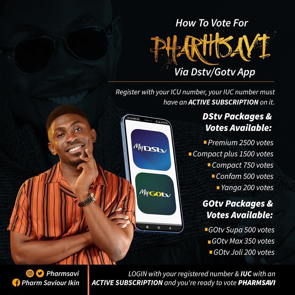 pharmsavi's tweet photo. IT IS TIME 

Here’s how to VOTE PHARMSAVI 

https://t.co/bvwrBdhEcb

We don’t have time on our side, let’s give our absolute best 

 #BBNaija https://t.co/rRrM9yvlMC