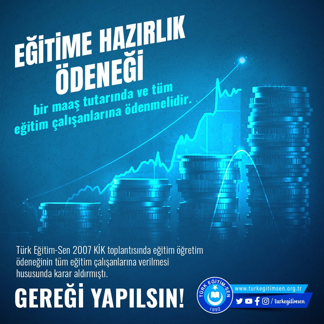 TalipGeylan06's tweet photo. EĞİTİM ÖĞRETİME HAZIRLIK ÖDENEĞİ BİR MAAŞ TUTARINDA ve ayrım yapılmaksızın TÜM EĞİTİM ÇALIŞANLARINA ÖDENSİN!

Bu ödeneği, bir milyonu aşkın öğretmene ödeyebilen @tcmeb bütçesi, geri kalan yaklaşık yüz bin çalışana da verebilecek güçtedir.
@tcbestepe @HMBakanligi https://t.co/R5ZAtqTieZ