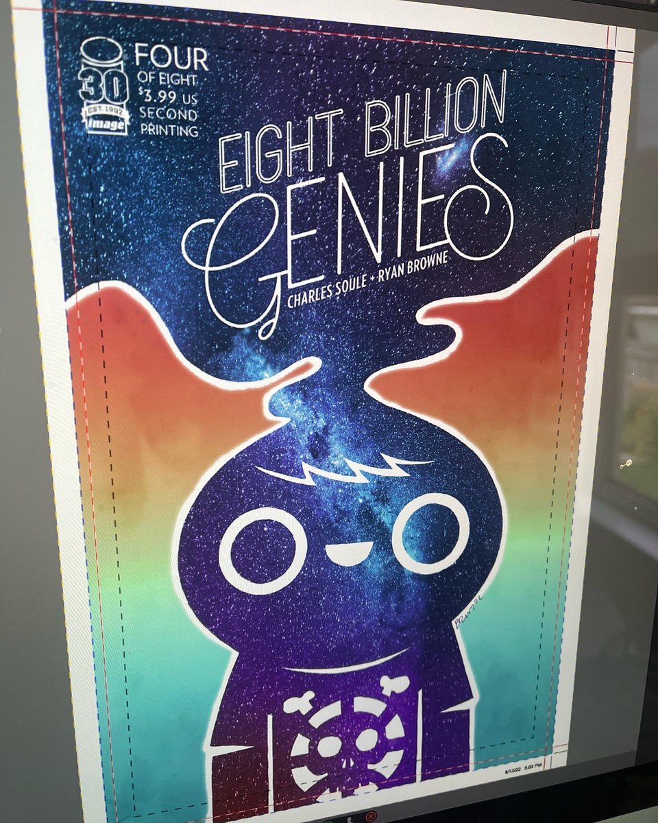 RyanBrowneArt's tweet photo. Proofing 8BG 1-3 third print and issue 4 second print today! Final day to order ‘em is today as well. Also, it’s the final day to buy copies of Genies on my webstore before they go into hibernation for a while. Link in bio. #eightbilliongenies #8bg #charlessoule #imagecomics https://t.co/bkaFWr4Tbg