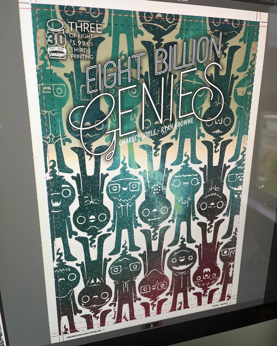 RyanBrowneArt's tweet photo. Proofing 8BG 1-3 third print and issue 4 second print today! Final day to order ‘em is today as well. Also, it’s the final day to buy copies of Genies on my webstore before they go into hibernation for a while. Link in bio. #eightbilliongenies #8bg #charlessoule #imagecomics https://t.co/bkaFWr4Tbg