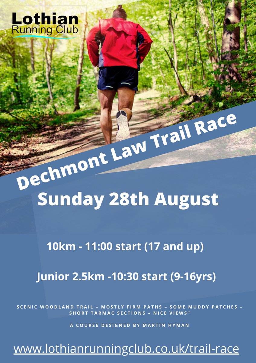 Back for another year the Dechmont trail race.
Enter here
entrycentral.com/Dechmont-Law-T…