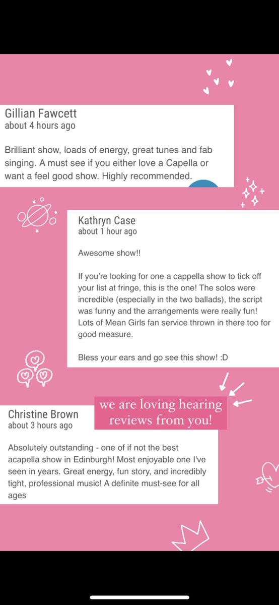 Thank you so much for these incredible reviews from our very first show at the Fringe 2022, which SOLD OUT! Book your tickets now for the rest of our run (15th-27th Aug) ✨💖 #EdFringe2022