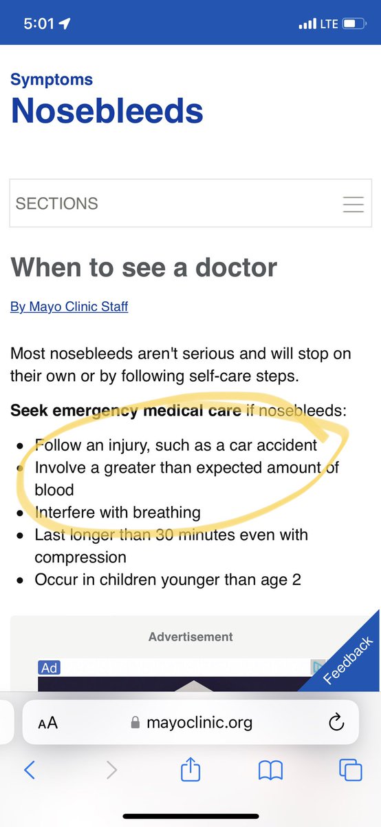 The Mayo Clinic states that you should “seek emergency medical care if nosebleeds involve a greater than expected amount of blood.” 

Isn’t any amount of blood that comes out of my nose a greater than expected amount?