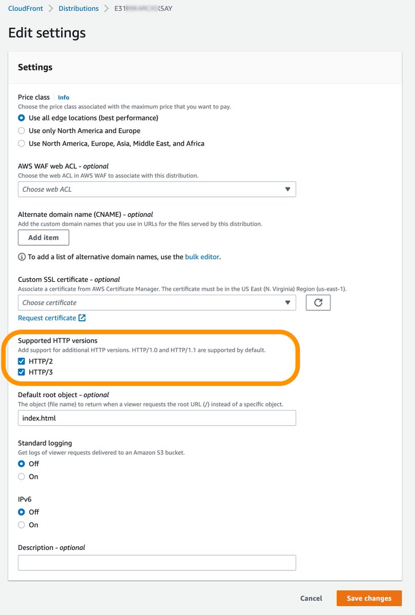 cloudfront's tweet photo. Amazon CloudFront now supports HTTP/3. HTTP/3 offers several benefits over previous HTTP versions, including faster response times and enhanced security. You can enable HTTP/3 for all new and existing distributions using the CloudFront console or API. https://t.co/WYUxgY0VPF https://t.co/ARz6HPJREs