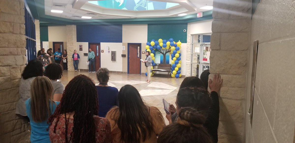 Staff huddles in preparation for Major ES 1ST DAY!!! Leaders prepare! GO ALL STARS!@MajorElementary