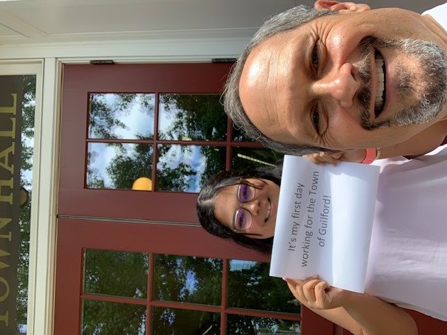 TownGuilford's tweet photo. The most glorious day of the year for local government public servants is #CityHallSelfie Day! Today, August 15, 2022, Guilford employees had the chance to show our love for Connecticut towns, cities, and all other forms of local government!  @ELGL50 @ccm_forct https://t.co/Y84YtPA5Kh