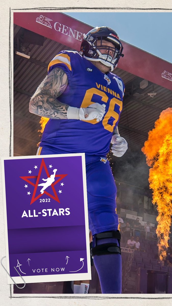 ViennaVikings's tweet photo. The @ELF_Official fan voting has started and many #PurpleReign warriors are nominated! #GoVote for the #ViennaVikings O-Linemen!
🏈 C @Yxng_Thicccness 
🏈 OT Aleks Milanovic
🏈 OT @tobylettman 
🏈 OG @n1klasjohansson 

https://t.co/h2Y1HJPPVs https://t.co/BHm7NxAmuX