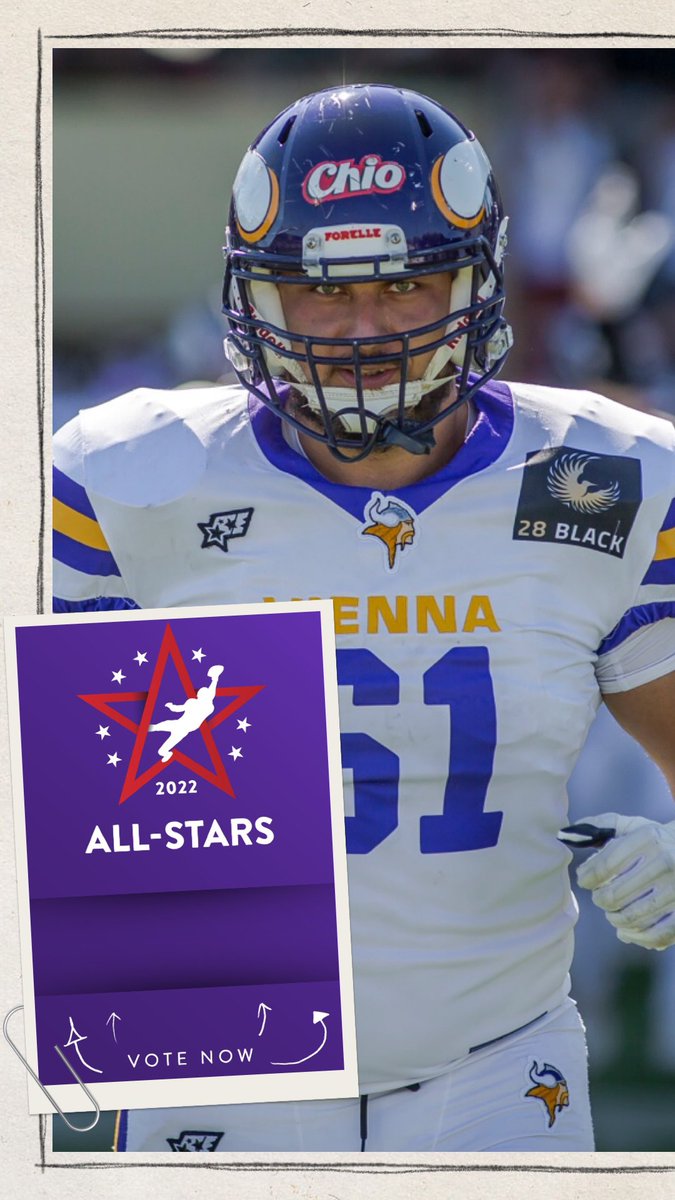 ViennaVikings's tweet photo. The @ELF_Official fan voting has started and many #PurpleReign warriors are nominated! #GoVote for the #ViennaVikings O-Linemen!
🏈 C @Yxng_Thicccness 
🏈 OT Aleks Milanovic
🏈 OT @tobylettman 
🏈 OG @n1klasjohansson 

https://t.co/h2Y1HJPPVs https://t.co/BHm7NxAmuX