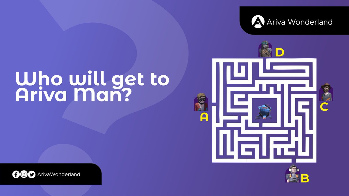 ArivaWonderland's tweet photo. A quick and fun exercise 🥳

Which character will get to Arivaman in the maze?

Let's go 💨

@ArivaCoin #tourism #Metaverse #Travel2Earn https://t.co/JW7PMVvapf