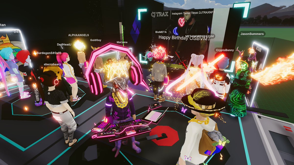 We gettin sturdy in the Metaverse at my parcel to celebrate @osbvmt 31st BDAY!! @IntoTheMetaNews @VULTxCULT <a href="/itskac/">Kelly Ann Collins</a> <a href="/BVerseDCL/">B-Verse</a> <a href="/decentraland/">Decentraland</a> 

<a href="/GoldGuyDCL/">TheGoldGuy.eth</a> <a href="/maryanaDCL/">Maryana 🛡️SWC</a> <a href="/_MannyAlves/">AlphaAngels 😇</a> @Dedheadj <a href="/TheHolyOnesNFT/">The Holy Ones</a> <a href="/AllTimeHigh_art/">JD 🎨 ATH</a> @RoustanNFT <a href="/044_DCL/">044.dcl.eth</a> 

Join us! > play.decentraland.org/?realm=dg&posi…