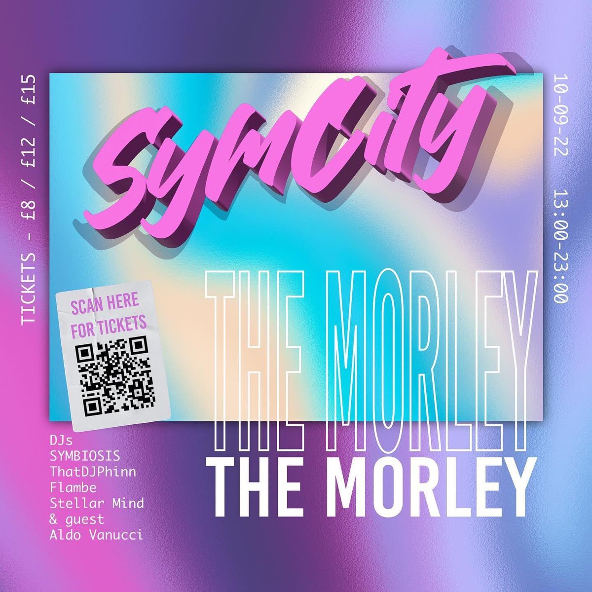 Event Announcement Baby 📣 

Who’s ready for some GVO…? 

Sym City @ @themorleybarandeatery 
Date - 10//9//22
Times - 1PM - 11PM 

DJs 
@symbiosis_djs 
@thatdjphinn 
@flambeboumier 
@stellarmindmusic 

Plus guest DJ the one &amp; only @thealdovanucci🤩

Early bird tickets now live👀